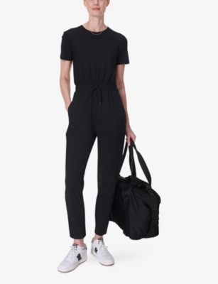 Sweaty Betty Womens Black Explorer Relaxed-fit 27' Stretch-woven Jumpsuit Xl In Black