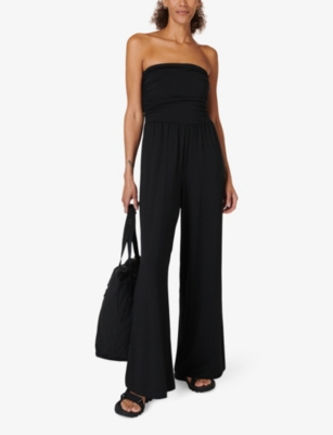 Sweaty Betty Womens Black Bandeau Wide-leg Modal Jumpsuit