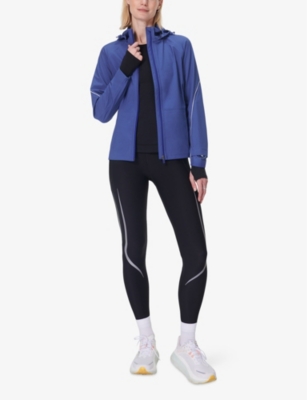 SWEATY BETTY WOMENS ULTRA PERFORMANCE SLIM-FIT SHELL JACKET INDIGO BLUE XL 