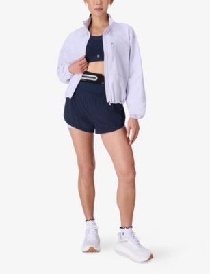 Sweaty Betty Womens Heather Purple Training Funnel-neck Stretch-woven Shell Jacket Xs