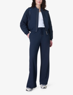 Sweaty Betty Womens Explorer Zip-up Stretch Recycled-polyester Bomber Jacket Navy Blue In Navy Blue