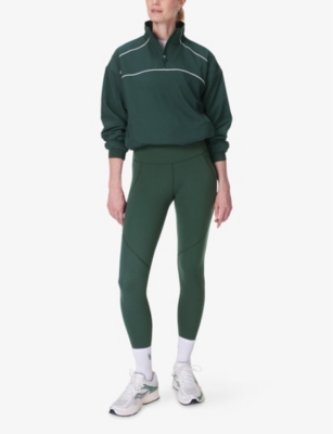 Shop Sweaty Betty Womens Trek Green Warm Perform Fleece-lined Stretch-woven Jacket Xs