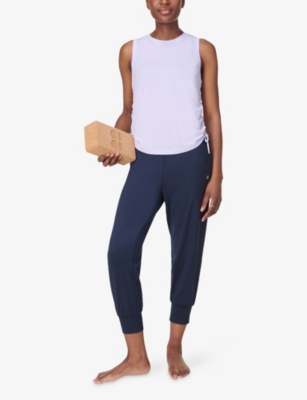 Sweaty Betty Womens Soft Flow Studio Side-ruched Stretch-woven Tank Top Heather Purple Xl In Purple