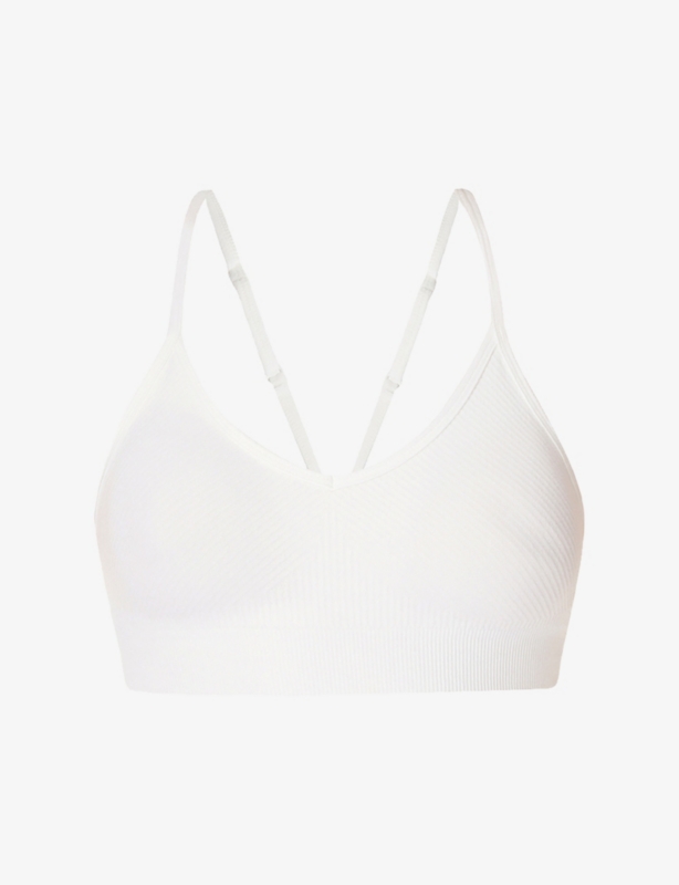 Soft Ribbed Racerback Stretch-Woven Bra