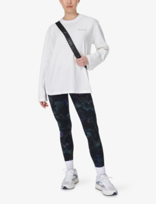 Sweaty Betty Womens Logo-print Long-sleeved Cotton T-shirt Lily White In Lily White