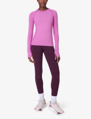 Sweaty Betty Womens Athlete Seamless Gym Long-sleeve Stretch-woven Top Almpnk Neripink Marl In Almpnk Neripink Marl