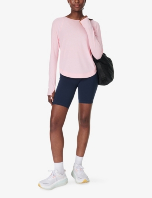 Sweaty Betty Womens Breathe Easy Running Long-sleeve Stretch-woven Top Nerine Pink Xxs In Nerine Pink
