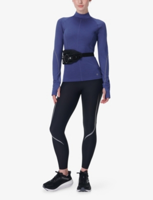 Sweaty Betty Womens Infinity High-neck Wool-blend Top Indigo Blue In Indigo Blue