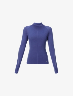 Sweaty Betty Womens Infinity High-neck Wool-blend Top Indigo Blue In Indigo Blue