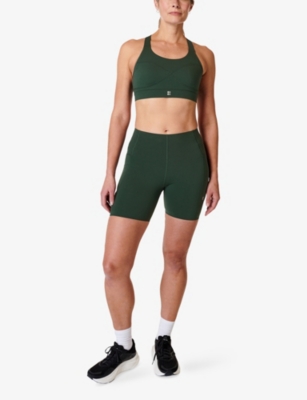 Shop Sweaty Betty Womens Power Medium-support Stretch-woven Sports Bra Trek Green