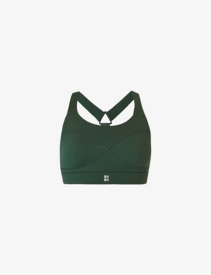 Shop Sweaty Betty Womens Power Medium-support Stretch-woven Sports Bra Trek Green