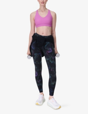 Sweaty Betty Womens Power Pulse Crossover-strap Stretch-woven Bra Allium Pink In Allium Pink