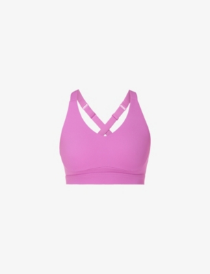 Sweaty Betty Womens Power Pulse Crossover-strap Stretch-woven Bra Allium Pink In Allium Pink