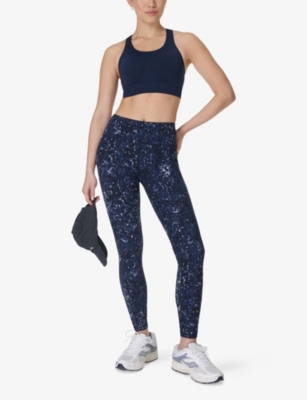 Sweaty Betty Womens Stamina Seamless Stretch-woven Sports Bra Navy Blue Xl In Blue