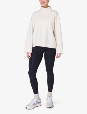 Sweaty Betty Womens Wind Down Funnel-neck Woven Sweatshirt White Marl Xl In White Marl