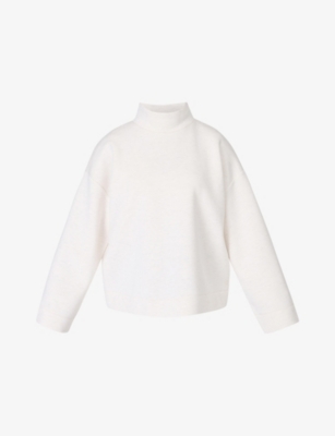 Sweaty Betty Womens Wind Down Funnel-neck Woven Sweatshirt White Marl Xl In White Marl