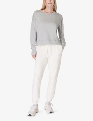 SWEATY BETTY: After Class Crop Cotton and Modal-Blend Sweatshirt