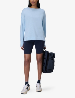Shop Sweaty Betty Womens Breeze Blue After Class Cross-back Cotton-jersey Sweatshirt