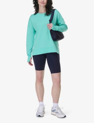 Sweaty Betty Womens Sea Spray Blue After Class Longline Jersey Sweatshirt Xxl In Sea Spray Blue