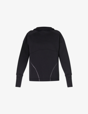 Sweaty Betty Womens Tempo Train Reflective-seam Stretch-woven Hoody Black In Black