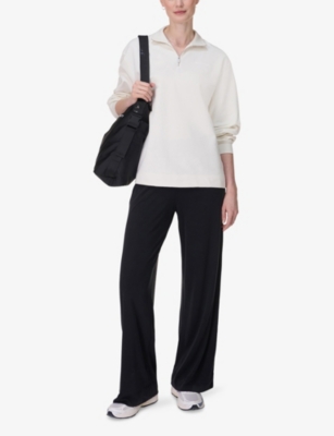 Sweaty Betty Revive Cotton Blend Half Zip Sweatshirt In Lily White
