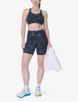 Sweaty Betty Womens Power 6in Stretch-woven Cycling Shorts Blue Aurora Print Xxs In Blue Aurora Print