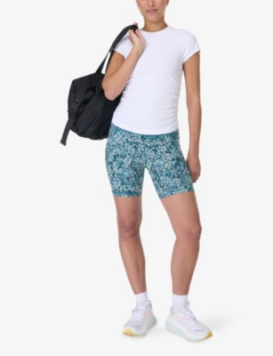 Sweaty Betty Womens Blue Meadow Print Power 6' Cycling Shorts Xs