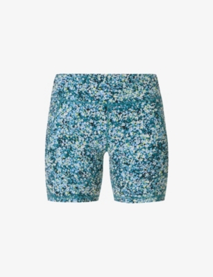 Sweaty Betty Womens Blue Meadow Print Power 6' Cycling Shorts Xs