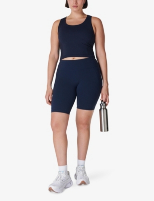 Sweaty Betty Womens Navy Blue Power 9' Stretch-jersey Bike Shorts In Navy Blue