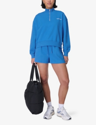 Sweaty Betty Womens Revive Boxy Cotton-blend Shorts Tidal Blue Xxl In Tidal Blue