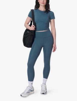 Sweaty Betty Womens All Day Cropped Stretch-woven T-shirt Subdued Blue In Subdued Blue