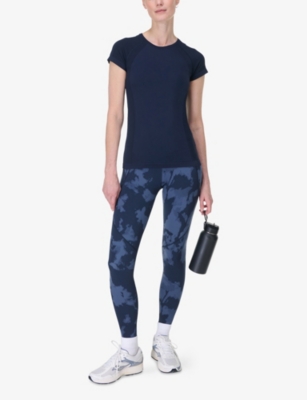 Sweaty Betty Womens Navy Blue Athlete Seamless Workout Stretch-woven T-shirt
