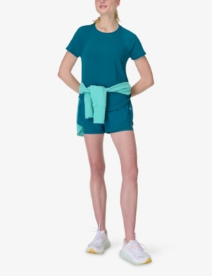 Shop Sweaty Betty Womens Cabin Blue Breathe Easy Running Stretch-woven T-shirt Xxs