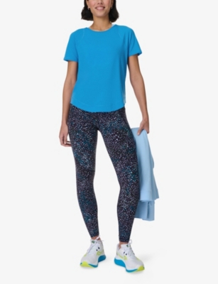 Shop Sweaty Betty Womens  Breathe Easy Running Short-sleeve Stretch-woven T-shirt In Tidal Blue