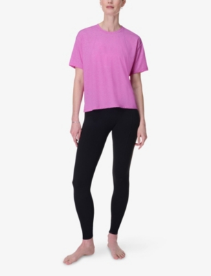 Sweaty Betty Womens Soft Flow Studio Stretch-woven T-shirt Allium Pink Xxs In Allium Pink