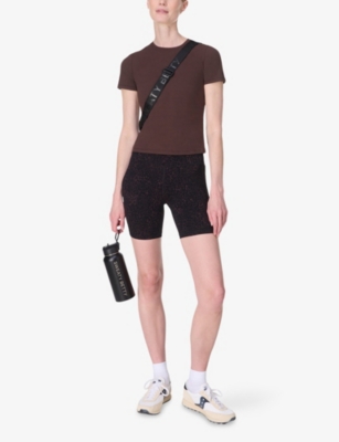 Sweaty Betty Womens Breathe Easy Recycled Polyester-blend T-shirt Midnight Cherry Xxl In Brown