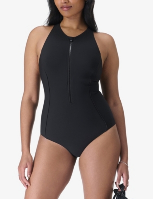 SWEATY BETTY: Tide Zip-Through Performance Swimsuit