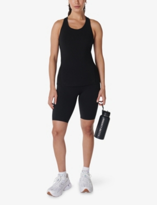 Shop Sweaty Betty Womens Power Medium Impact Bra Stretch-woven Vest Top Black