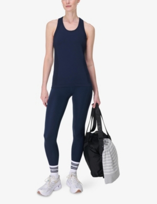 Shop Sweaty Betty Womens  Athlete Seamless Workout Stretch-woven Tank Top In Navy Blue