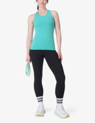 Sweaty Betty Womens Seaspr Rippblue Marl Athlete Crop Seamless Stretch-woven Gym Vest Top Xl