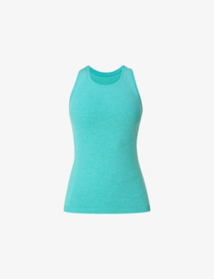 Sweaty Betty Womens Seaspr Rippblue Marl Athlete Crop Seamless Stretch-woven Gym Vest Top Xl