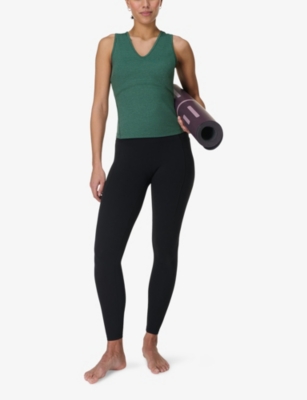 Sweaty Betty Womens Gaia V-neck Stretch-woven Vest Top Glade Green Marl Xxs In Glade Green Marl
