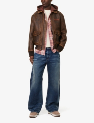 AVIREX: Skay Charm A2 Brand-Patch Regular-Fit Leather Jacket