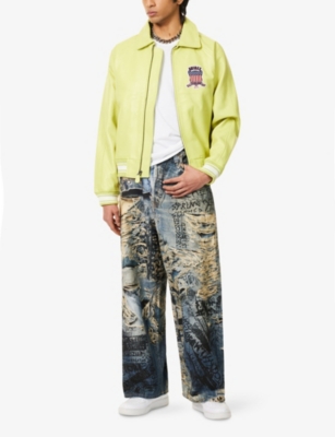 AVIREX: Icon Brand-Motif Regular-Fit Leather Jacket