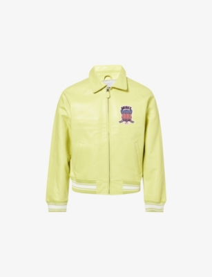 AVIREX: Icon Brand-Motif Regular-Fit Leather Jacket