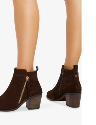 Dune Womens  Paicing Pointed-toe Suede Heeled Ankle Boots In Brown Suede