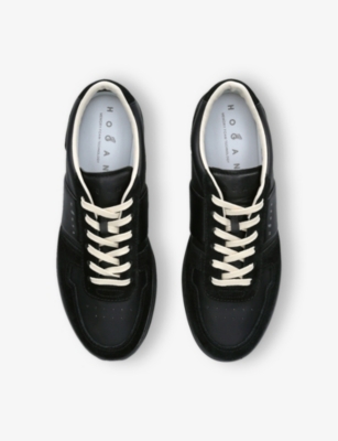HOGAN: H-TV Logo-Print Leather Low-Top Trainers