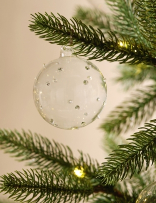 THE WHITE COMPANY: Textured-Dot Glass Christmas Decoration 8cm