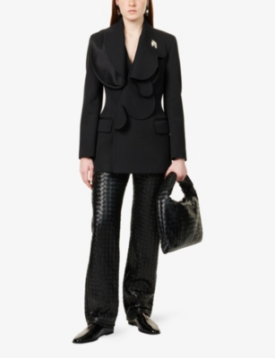 BOTTEGA VENETA: Intrecciato Straight-Leg Leather Trousers