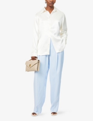 BOTTEGA VENETA: Pleated Straight-Leg Low-Rise Woven-Twill Trousers